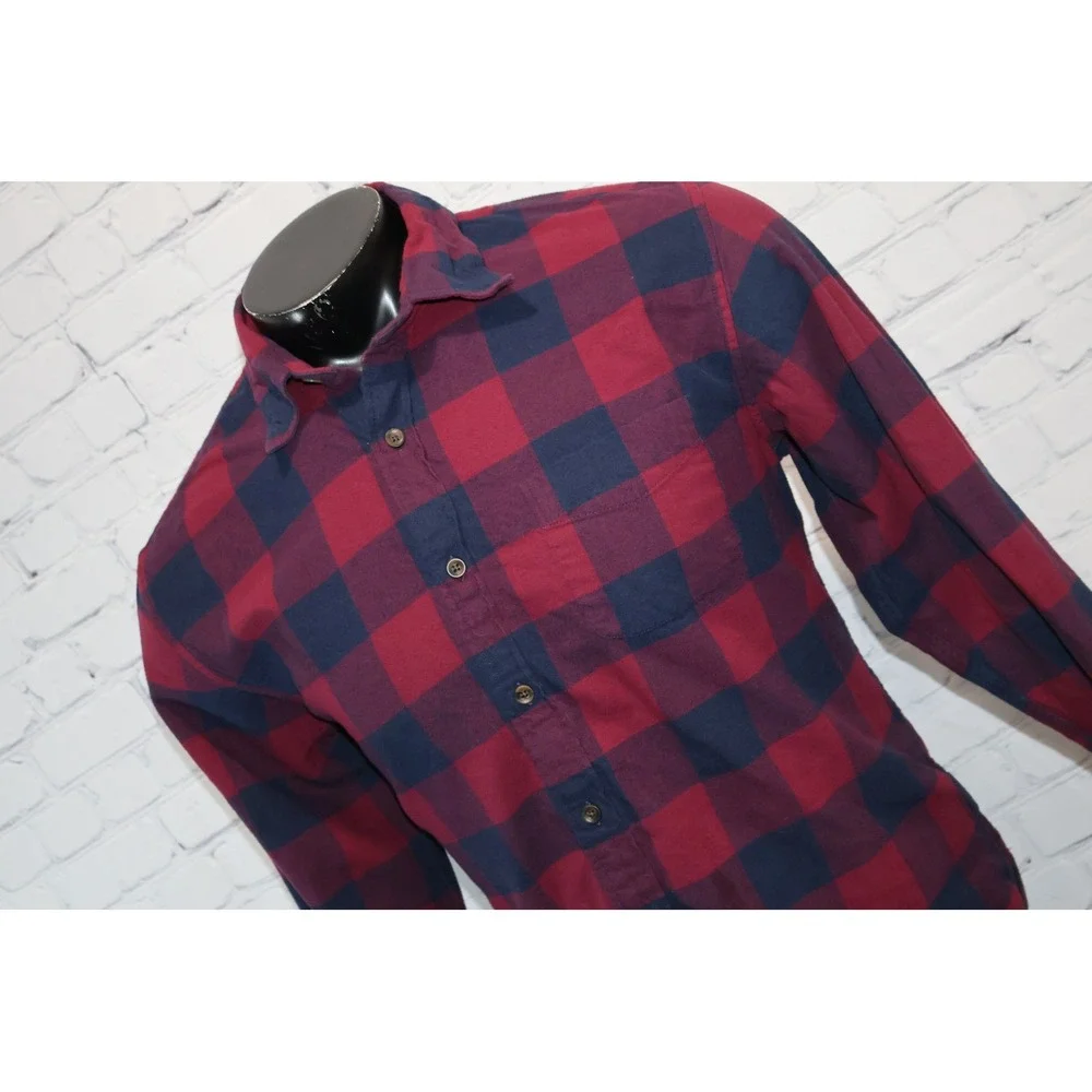 J.Crew Flannel Men Large Purple Navy Buffalo Plaid Classic Fit Long Sleeve Shirt